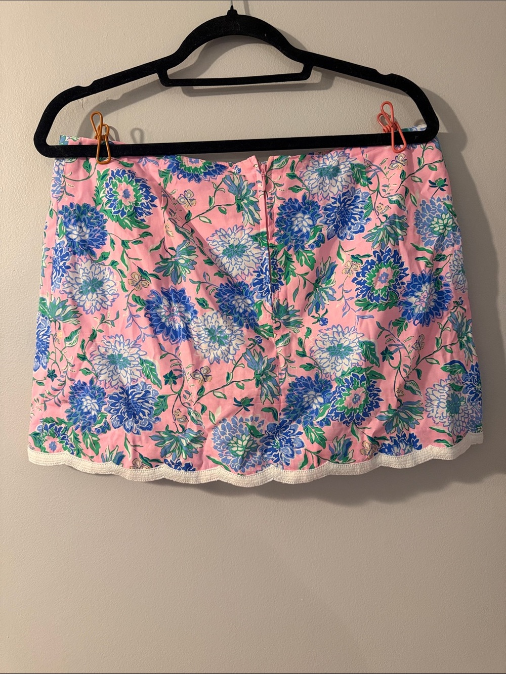 Lilly Pulitzer Pink Floral Faux-Wrap Mini Skirt with Blue & Green Blooms - Picture 3 of 3